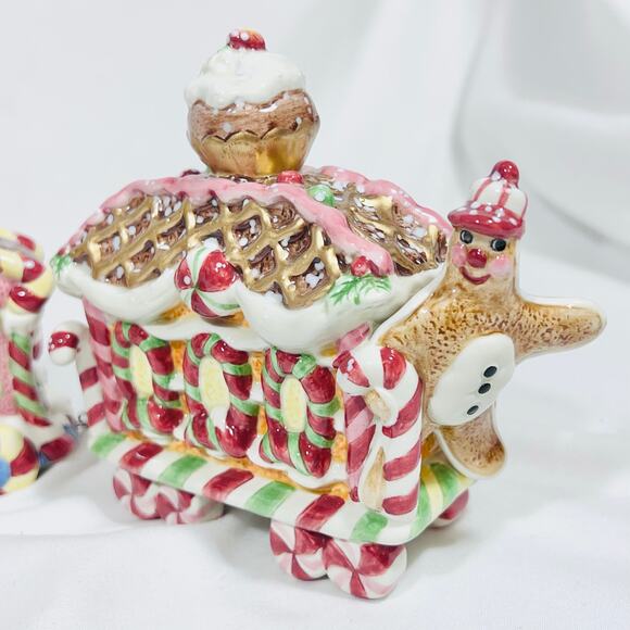 Vintage Fitz & Floyd Candy Lane Express Train Christmas 3 Piece Set 2001 - Picture 12 of 16